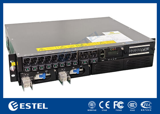 ET48100P5E22 টেলিকম নেটওয়ার্কগুলির জন্য র্যাক মাউন্ট করা ডিসি পাওয়ার ডিস্ট্রিবিউশন সিস্টেম 8 ফিডার আউটপুট 2 ব্যাটারি ইনপুট এবং ইন্টিগ্রেটেড মনিটরিং সহ