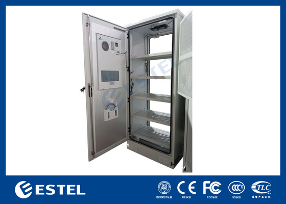ET9070220-42U এসি এয়ার কন্ডিশনার এবং ব্যাটারি স্টোরেজ শেল্ফ সহ টেলিকম আউটডোর ব্যাটারি ক্যাবিনেট