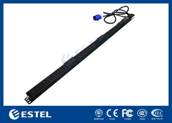 কালো 200 - 240VAC 32A শক্তি বিতরণের জন্য C13 / C19 আউটলেট সহ উল্লম্ব PDU